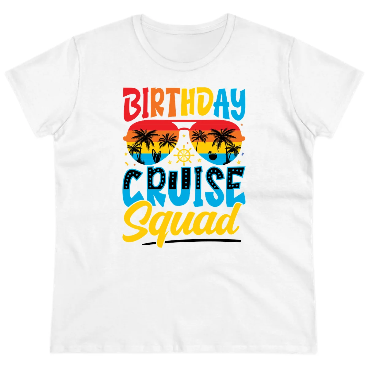 Birthday Cruise Squad Ladies Tee in White