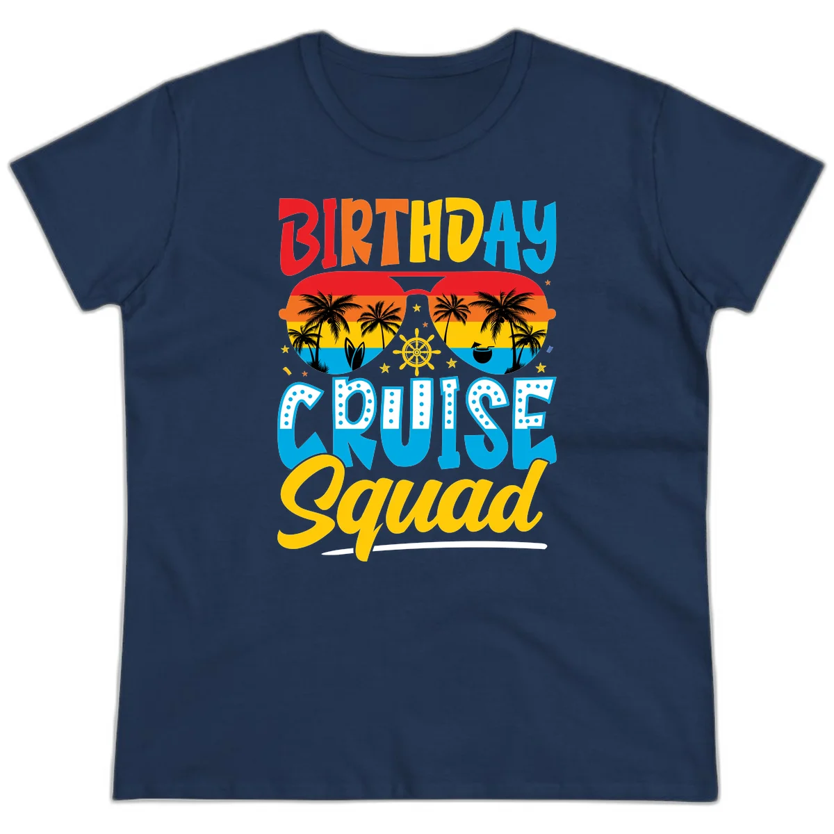 Birthday Cruise Squad Ladies Tee in Navy