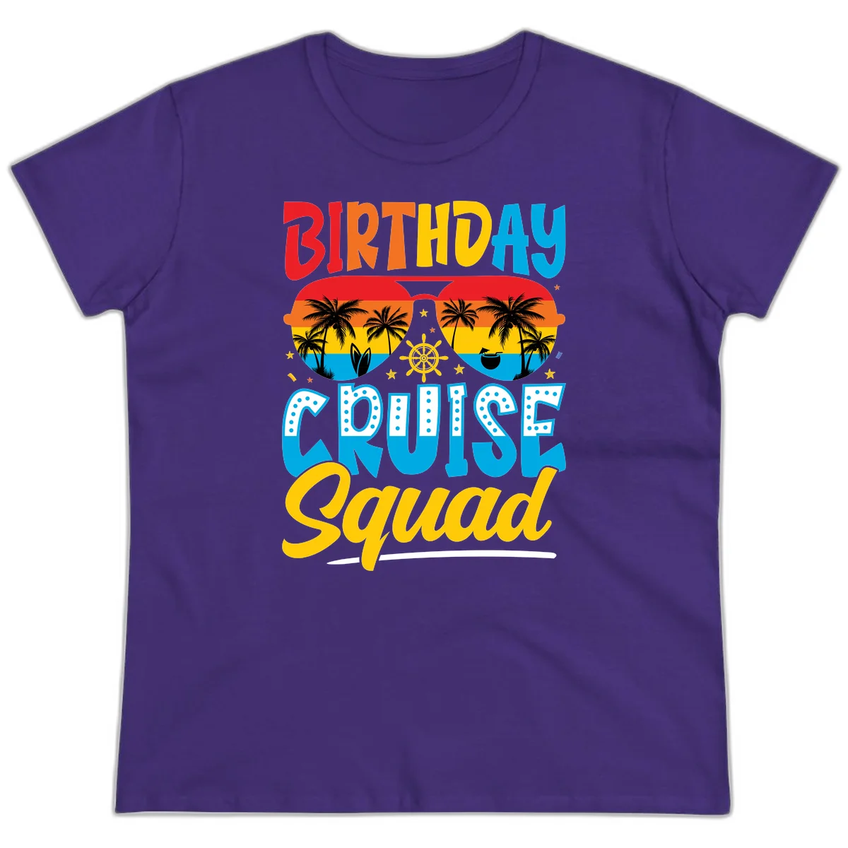 Birthday Cruise Squad Ladies Tee in Purple