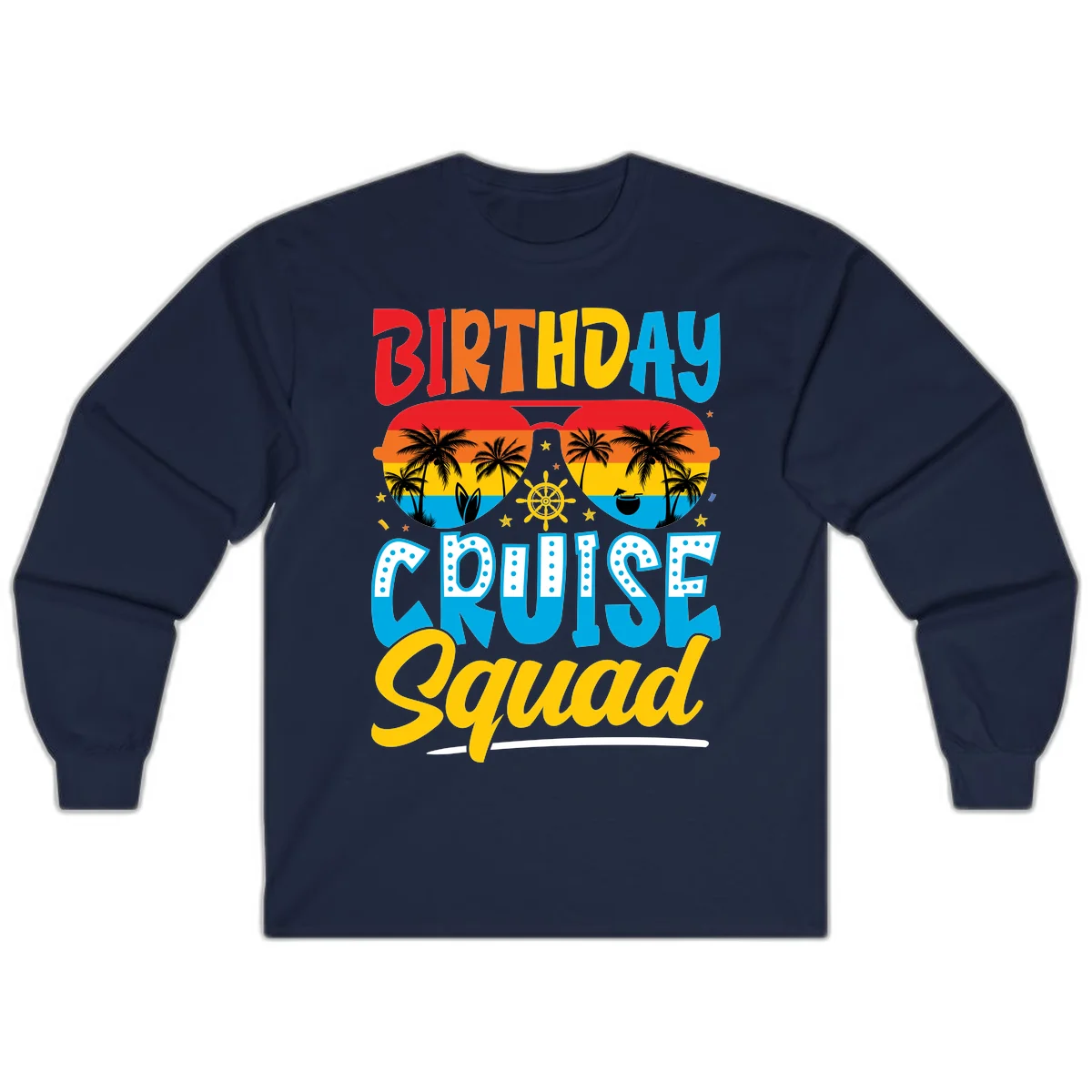 Birthday Cruise Squad Long Sleeve in Navy