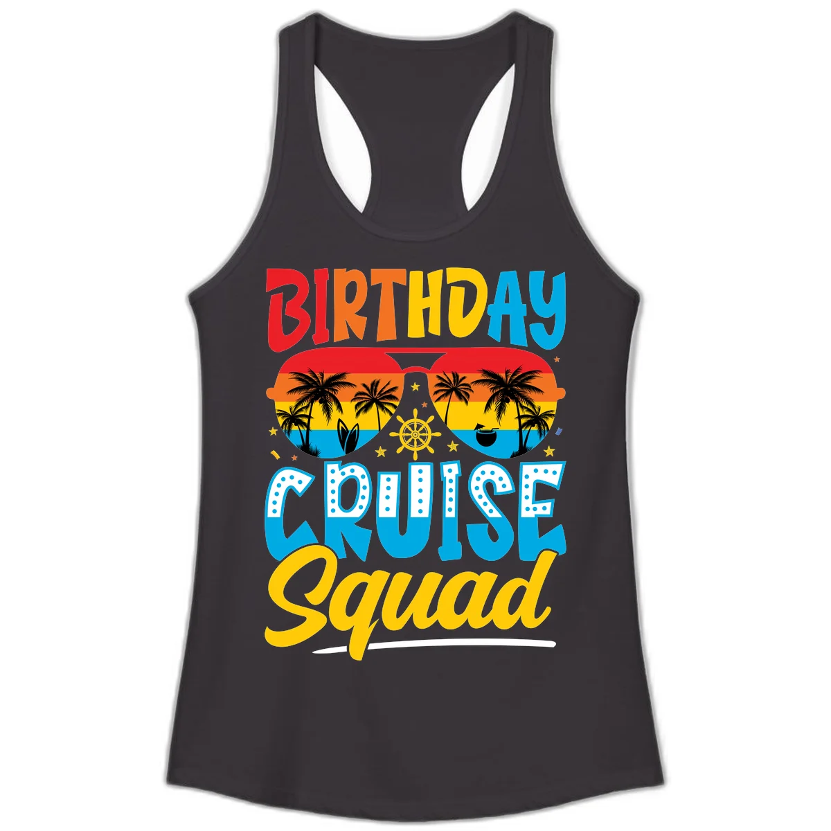 Birthday Cruise Squad Ladies Tank in Black