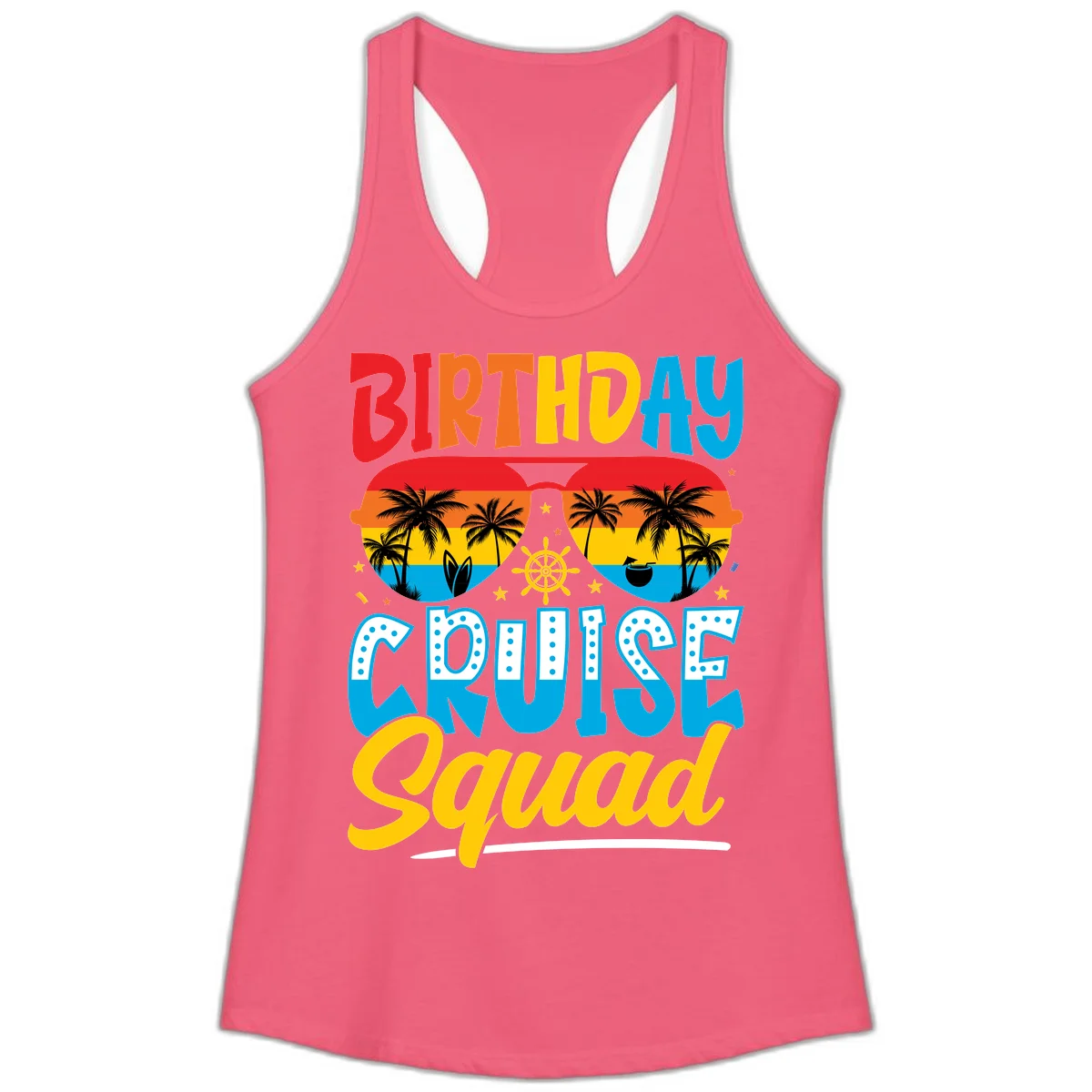 Birthday Cruise Squad Ladies Tank in Hot Pink