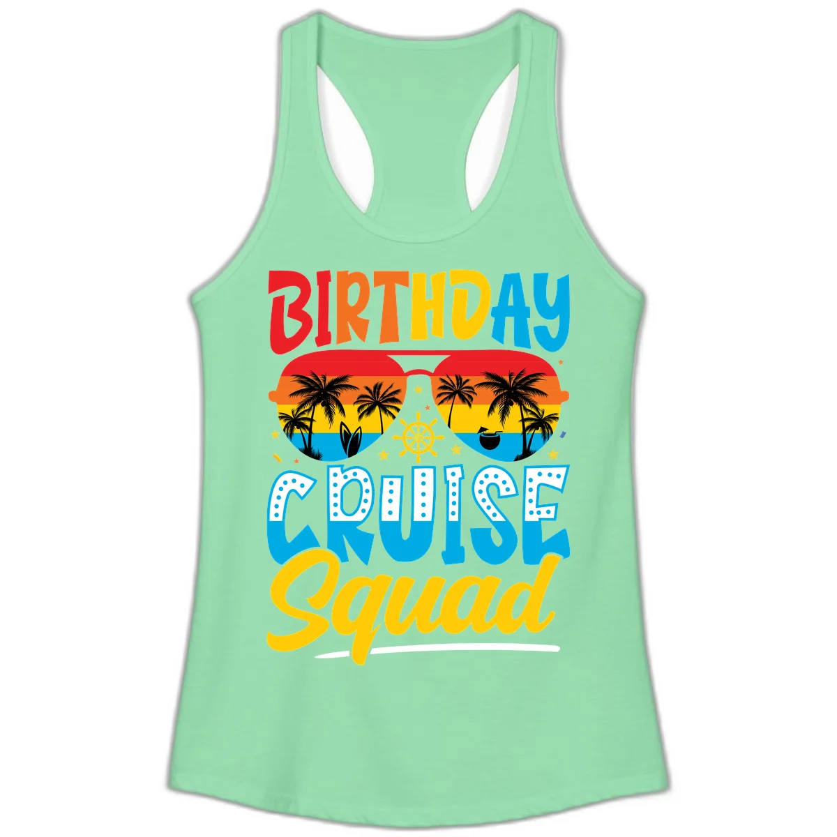 Birthday Cruise Squad Ladies Tank in Solid Mint