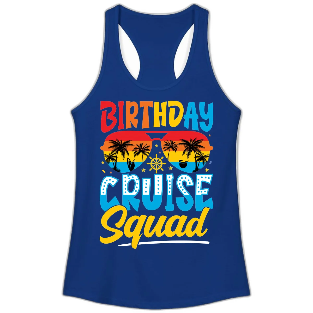 Birthday Cruise Squad Ladies Tank in Solid Royal