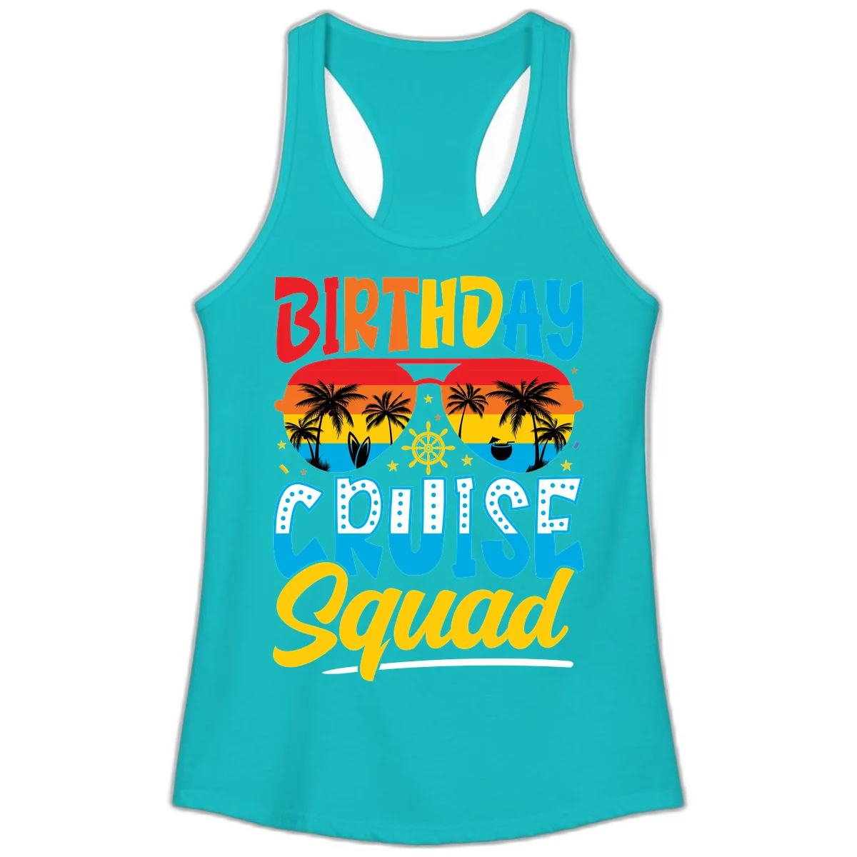 Birthday Cruise Squad Ladies Tank in Tahiti Blue