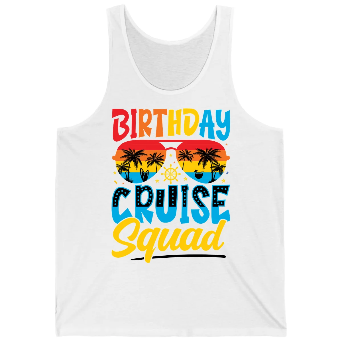 Birthday Cruise Squad Tank in White