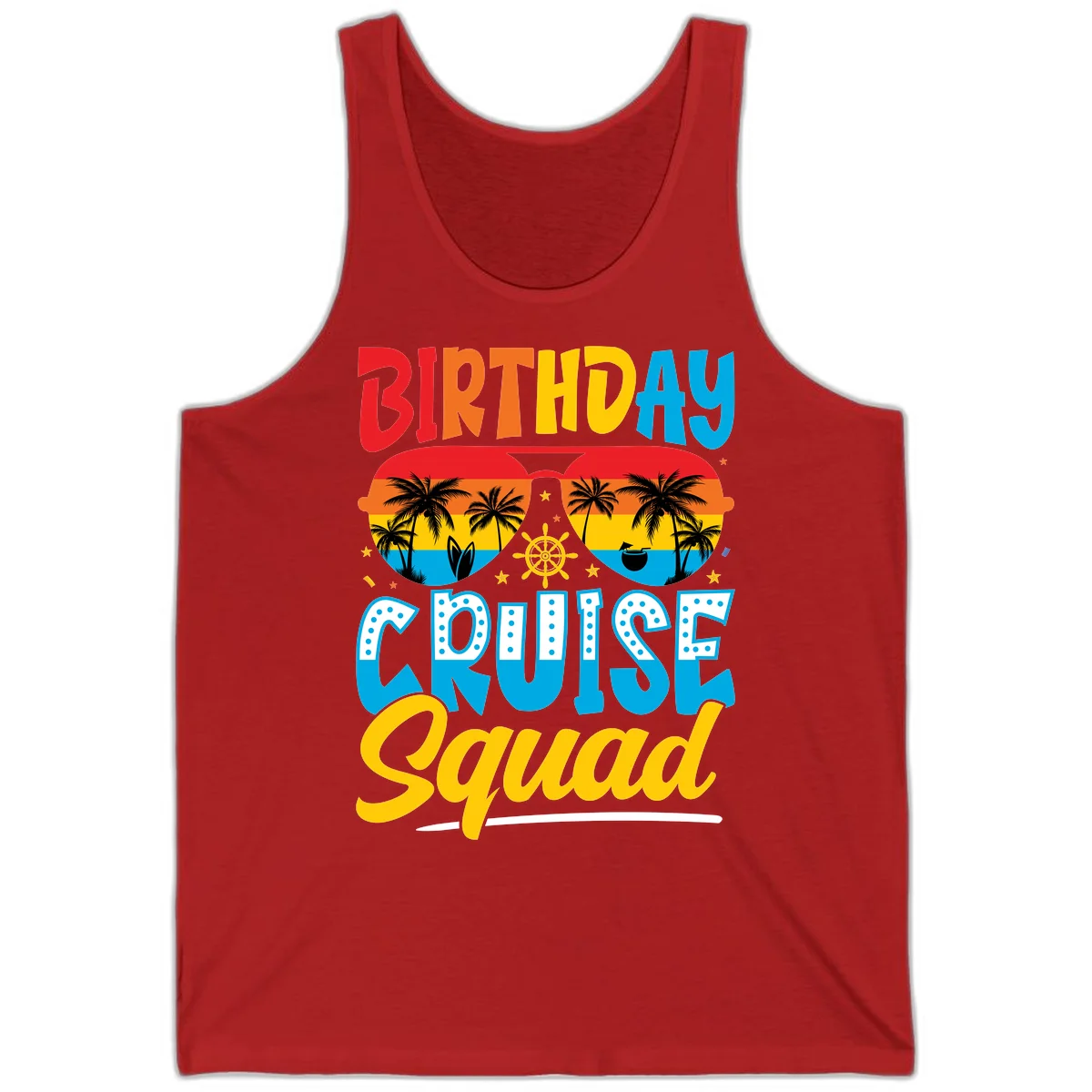Birthday Cruise Squad Tank in Red
