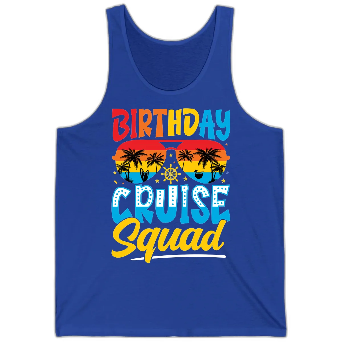 Birthday Cruise Squad Tank in True Royal