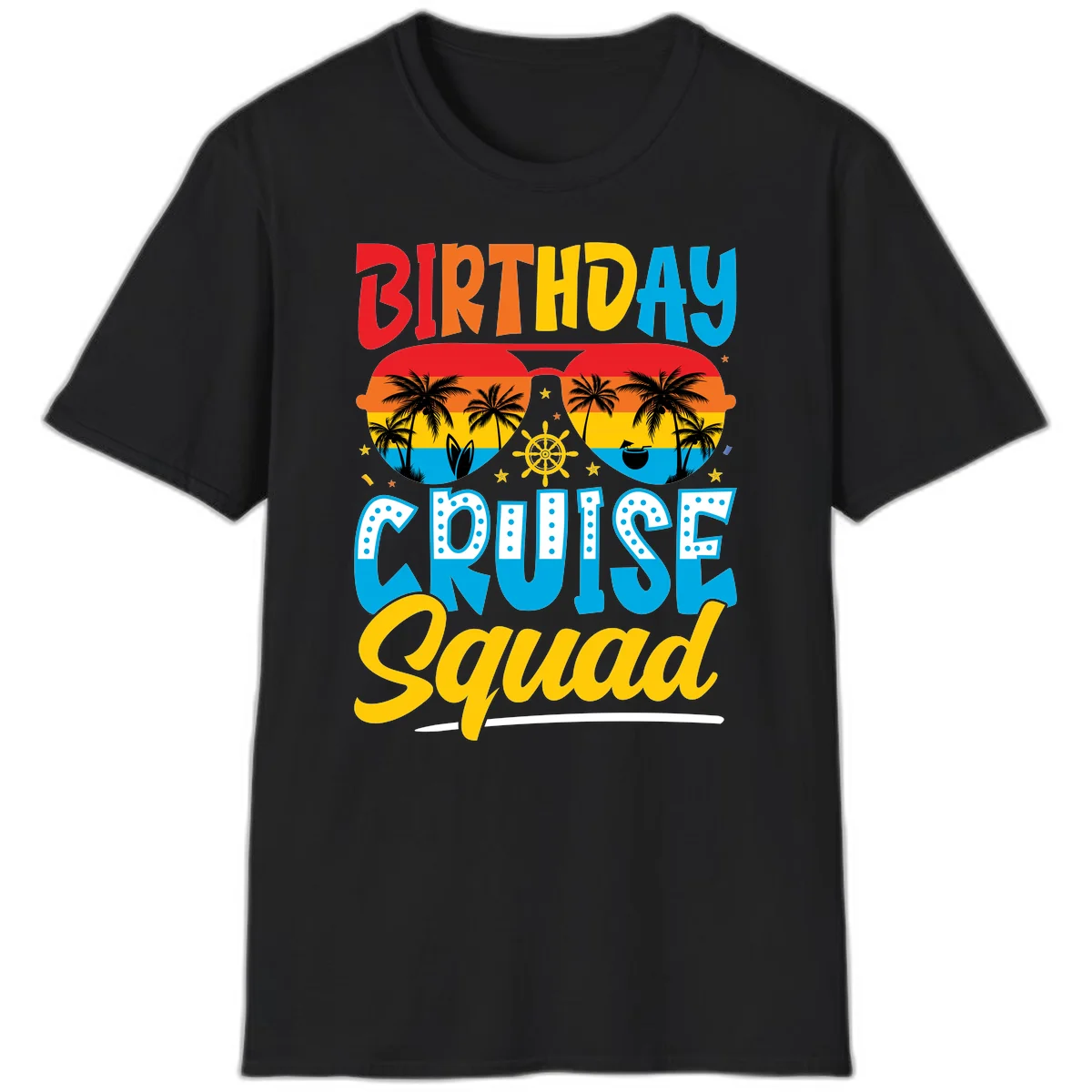 Birthday Cruise Squad T-Shirt in Black