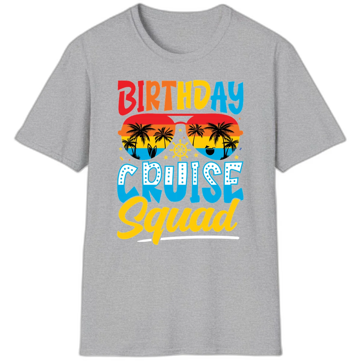 Birthday Cruise Squad T-Shirt in Sport Grey