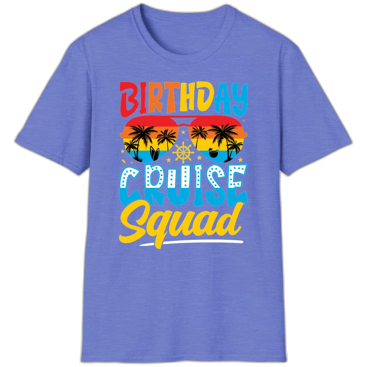 Birthday Cruise Squad T-Shirt in Heather Royal