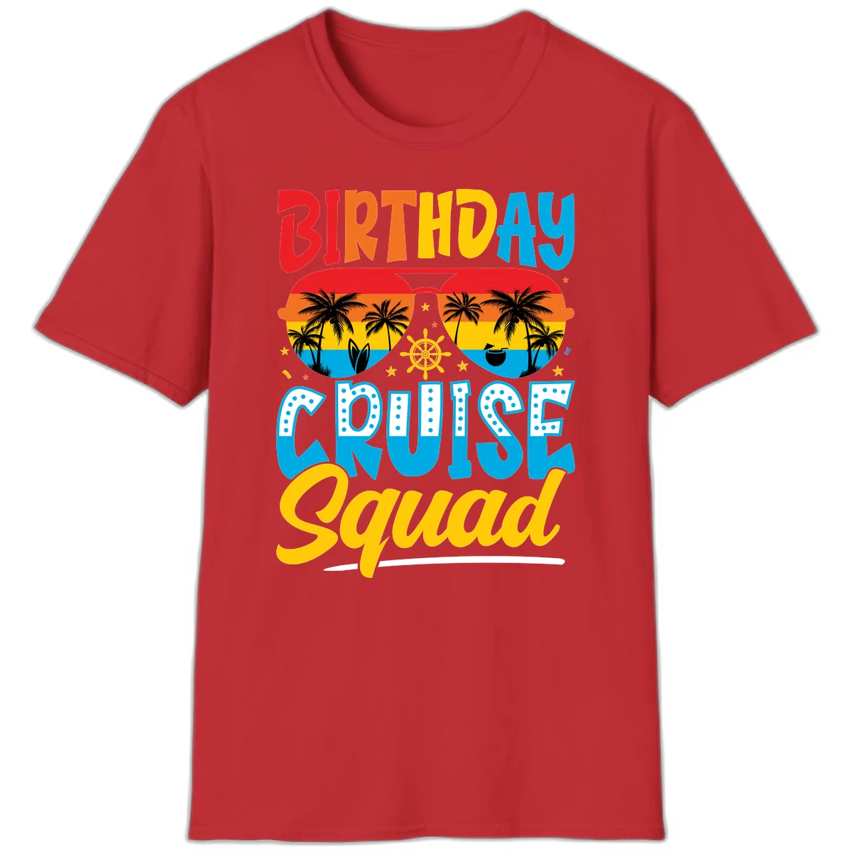 Birthday Cruise Squad T-Shirt in Red