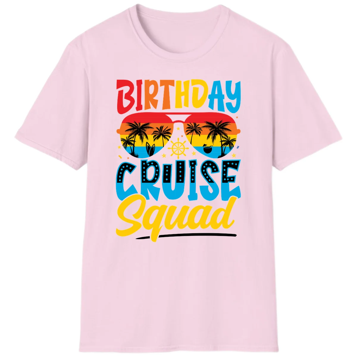 Birthday Cruise Squad T-Shirt in Light Pink