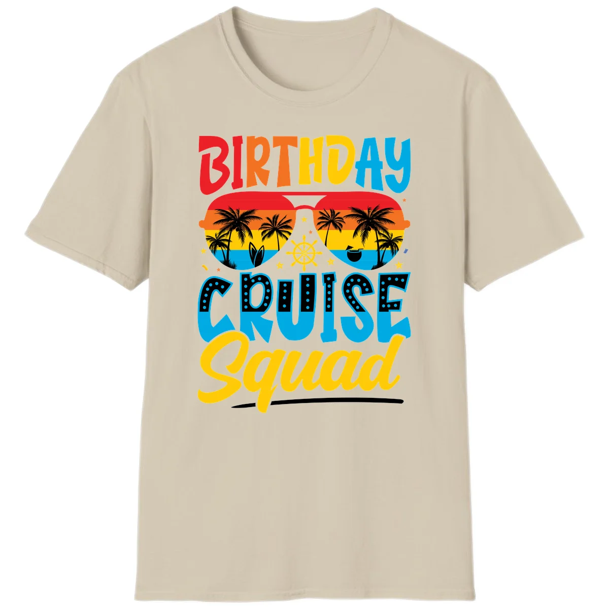 Birthday Cruise Squad T-Shirt in Sand