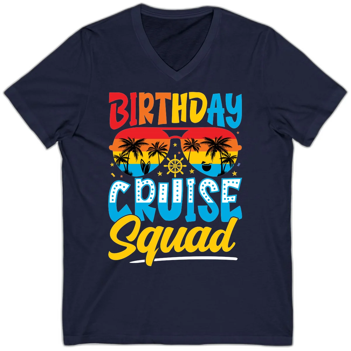 Birthday Cruise Squad V-Neck in Navy