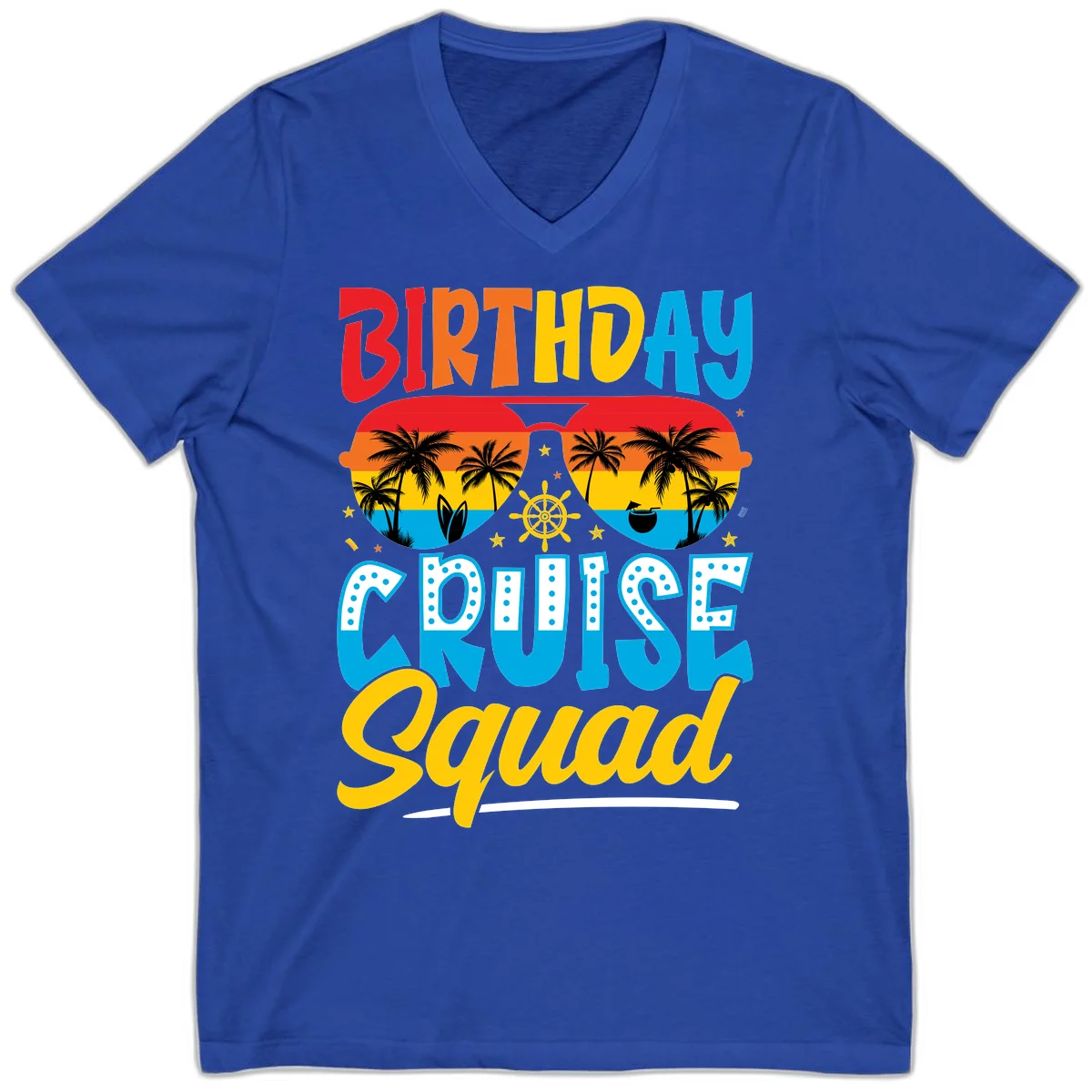 Birthday Cruise Squad V-Neck in True Royal