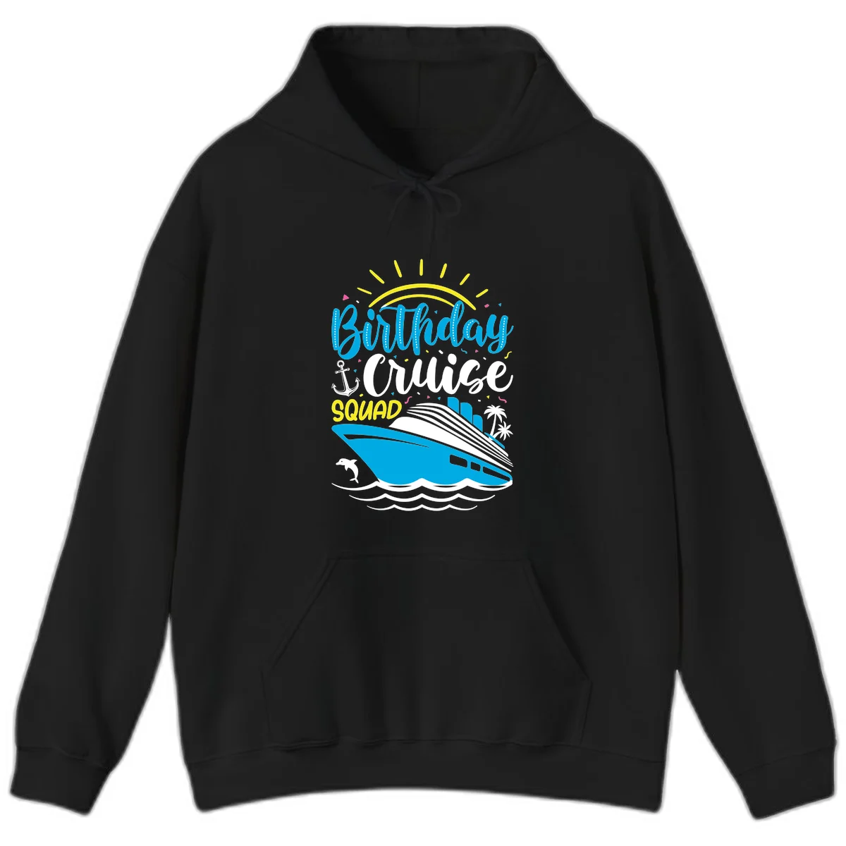 Birthday Cruise Squad Hoodie in Black