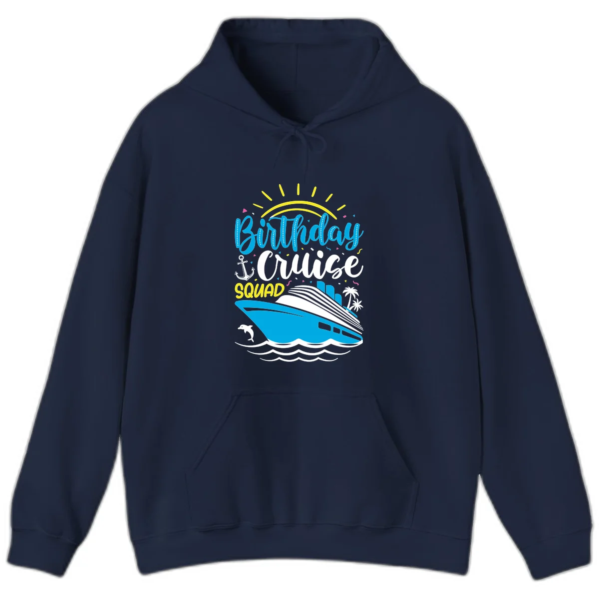 Birthday Cruise Squad Hoodie in Navy