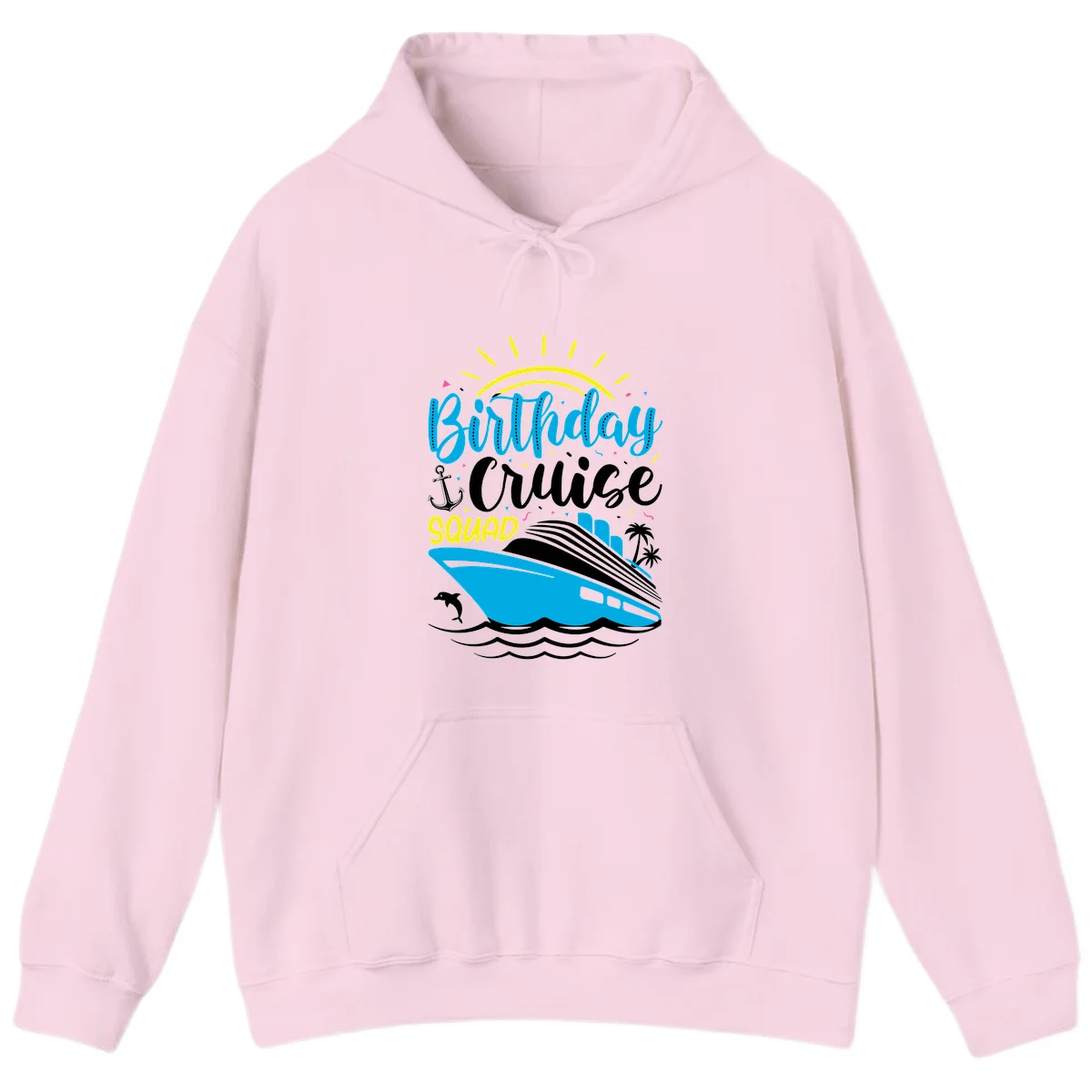Birthday Cruise Squad Hoodie in Light Pink