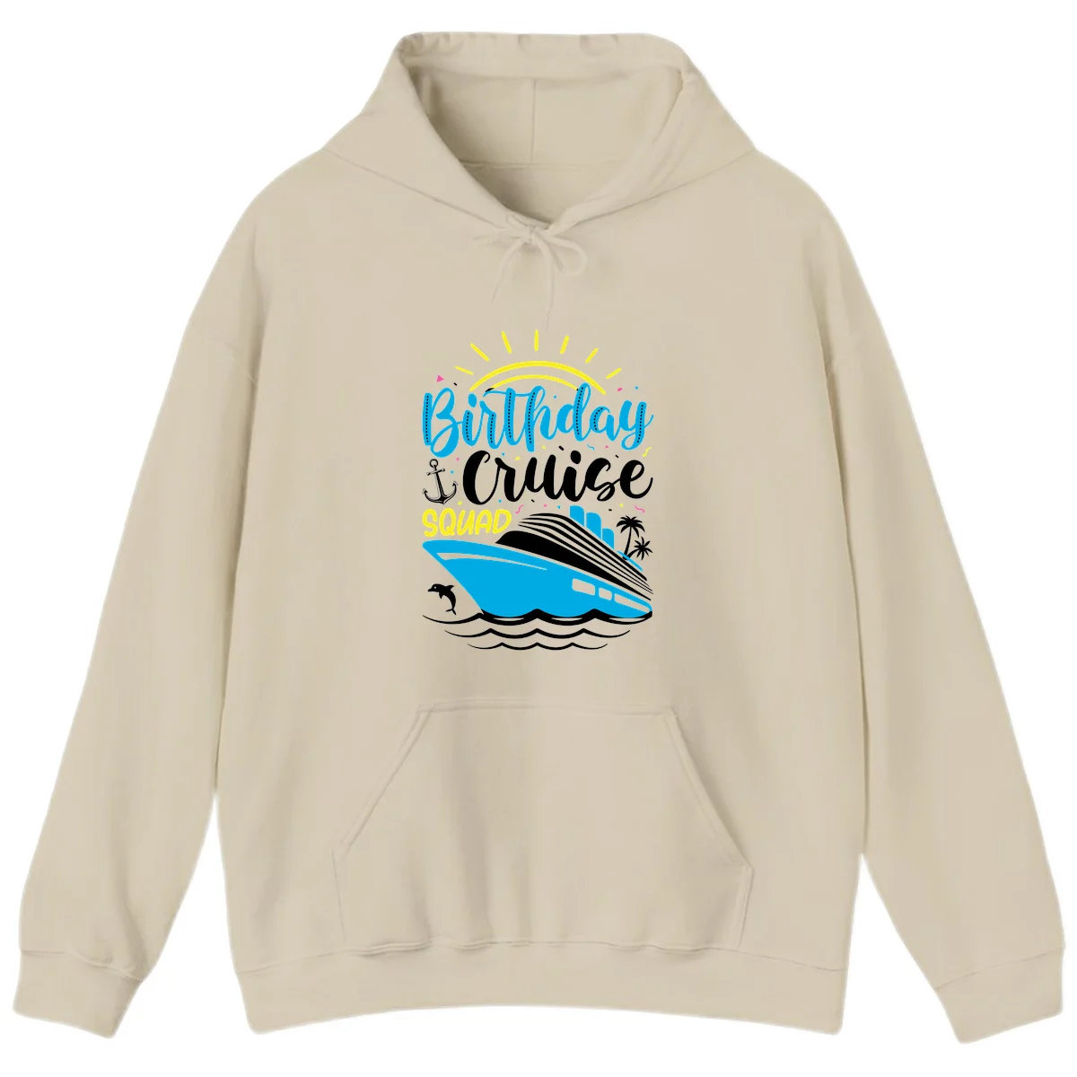Birthday Cruise Squad Hoodie in Sand