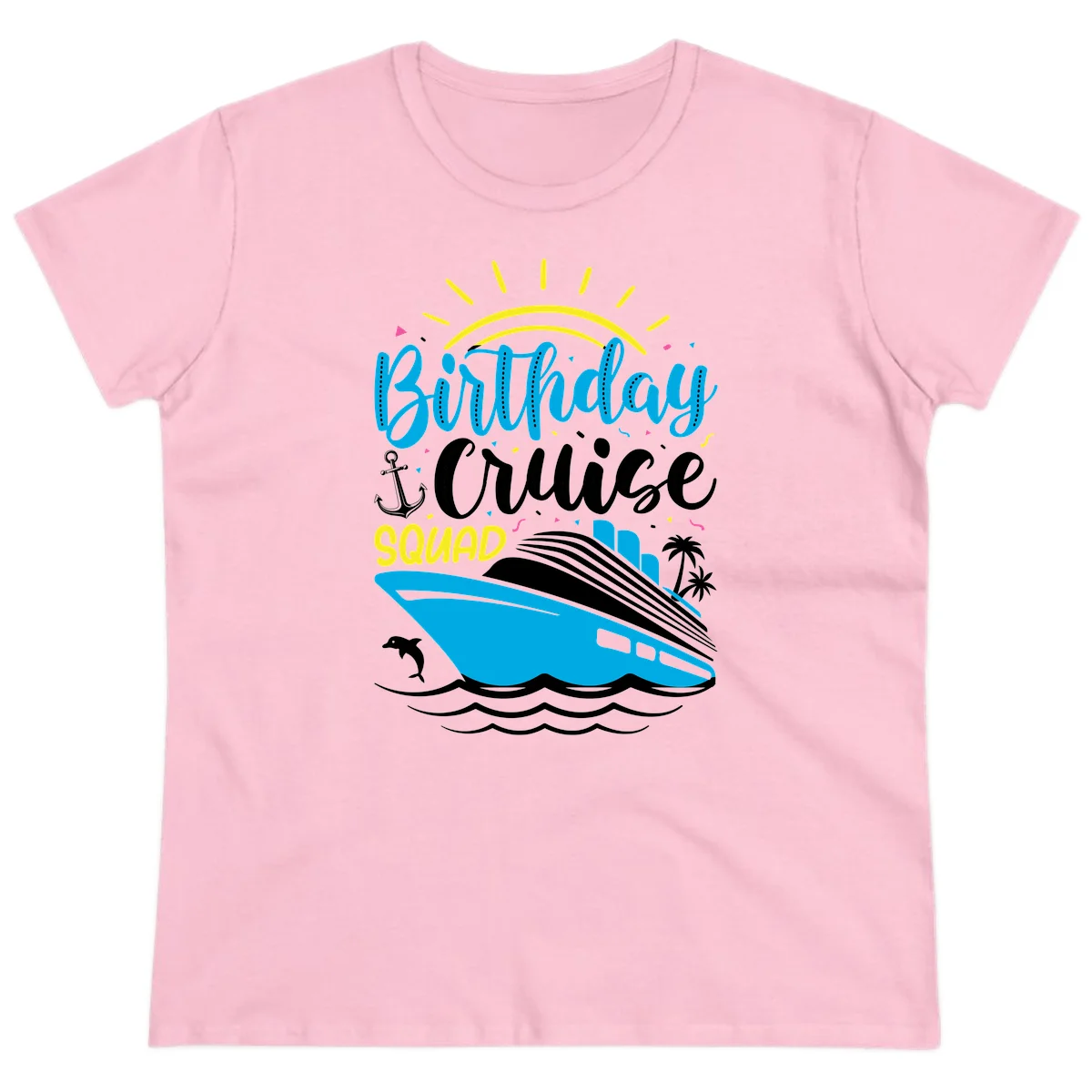Birthday Cruise Squad Ladies Tee in Light Pink