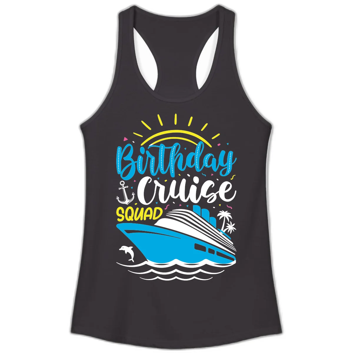 Birthday Cruise Squad Ladies Tank in Black