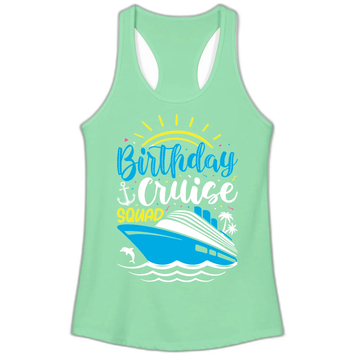Birthday Cruise Squad Ladies Tank in Solid Mint