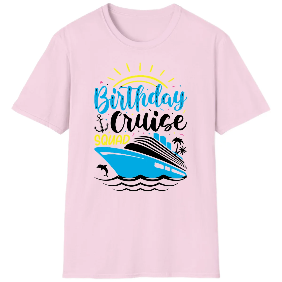 Birthday Cruise Squad T-Shirt in Light Pink