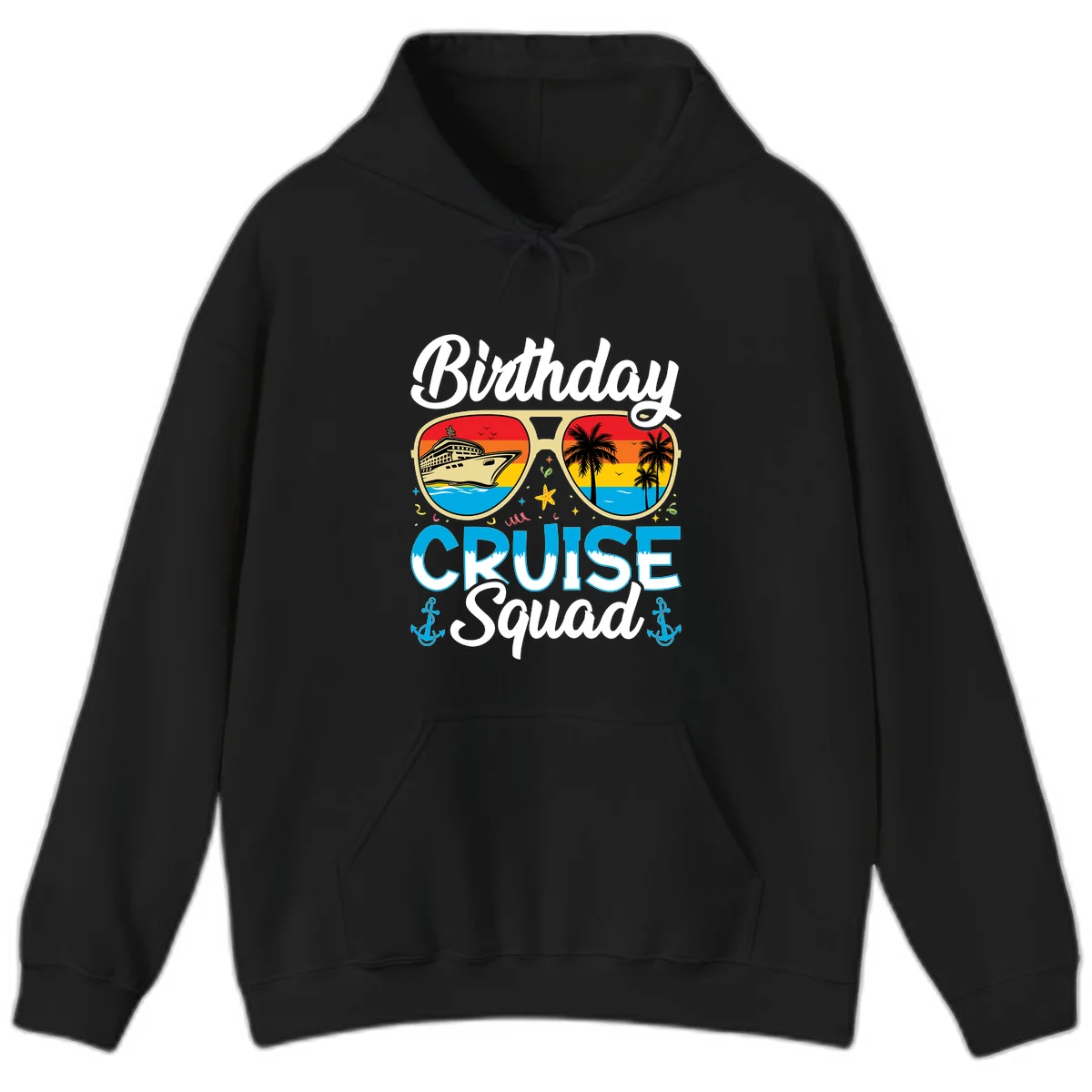 Birthday Cruise Squad Hoodie in Black