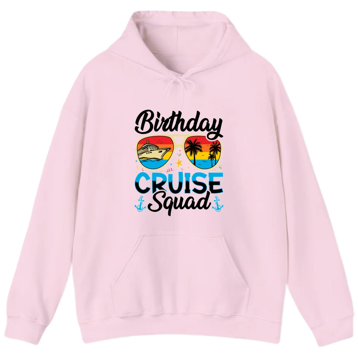 Birthday Cruise Squad Hoodie in Light Pink