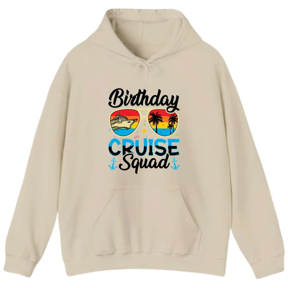 Birthday Cruise Squad Hoodie in Sand