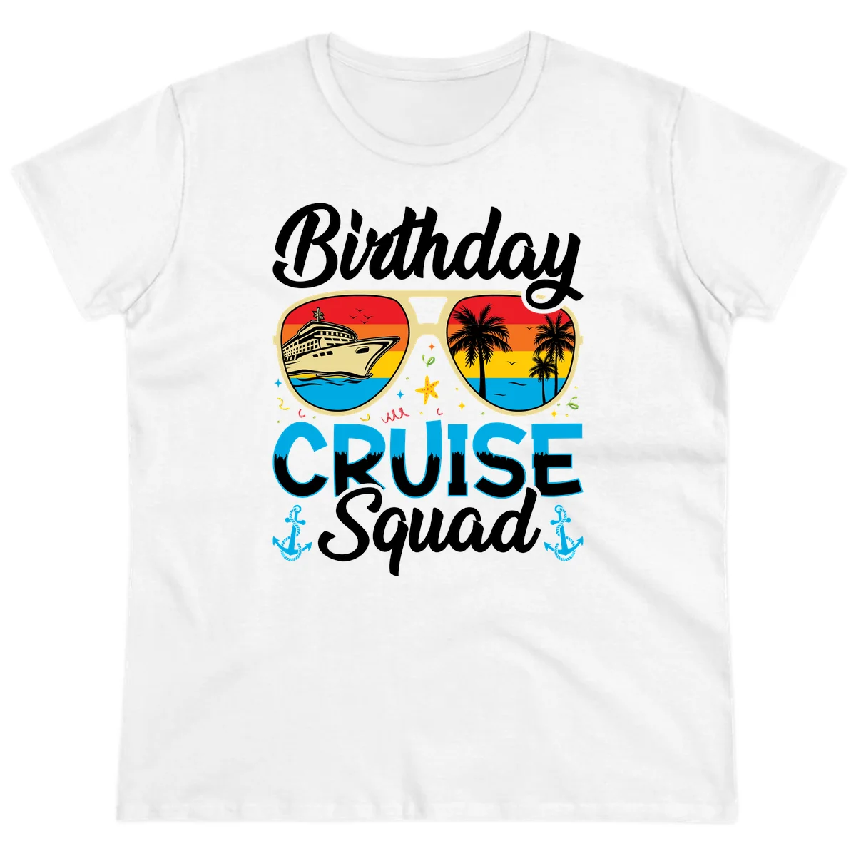 Birthday Cruise Squad Ladies Tee in White