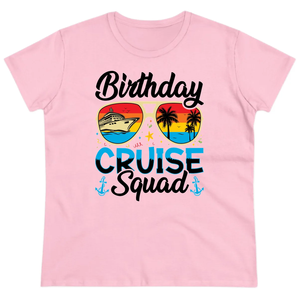 Birthday Cruise Squad Ladies Tee in Light Pink