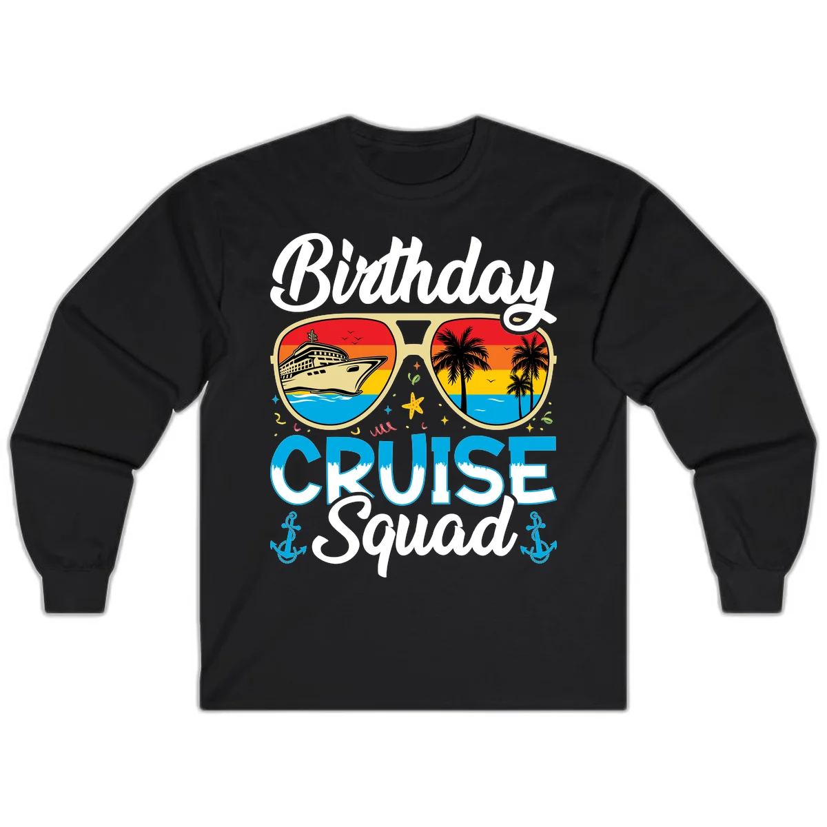 Birthday Cruise Squad Long Sleeve in Black