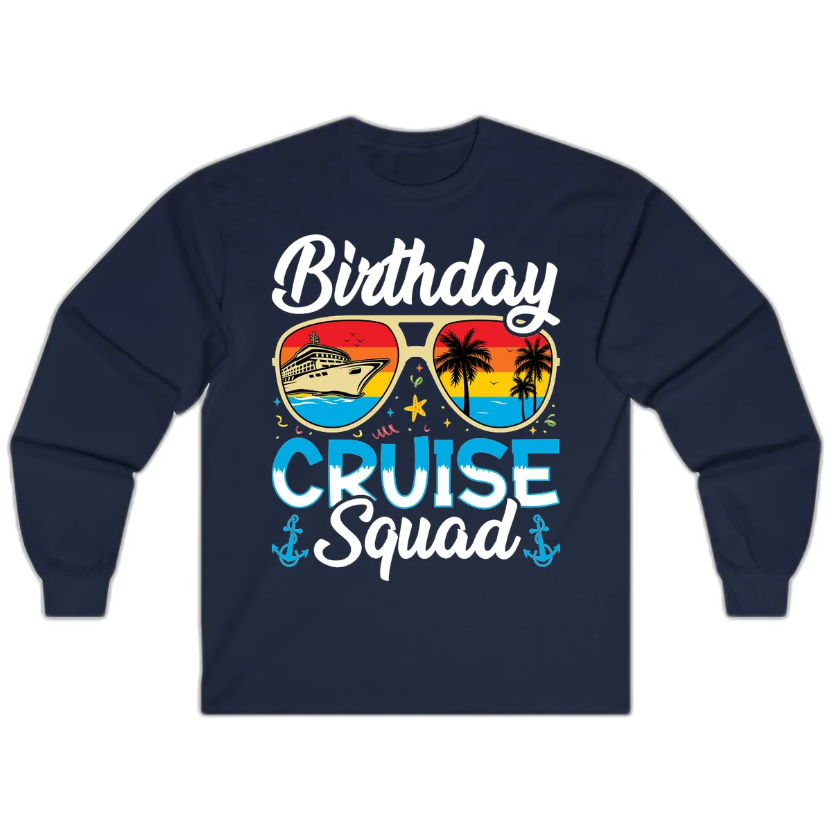 Birthday Cruise Squad Long Sleeve in Navy