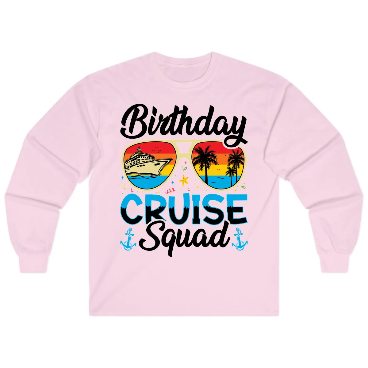 Birthday Cruise Squad Long Sleeve in Light Pink
