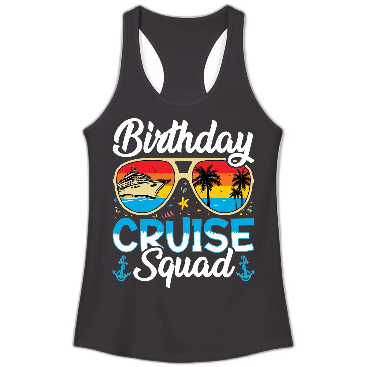 Birthday Cruise Squad Ladies Tank in Black