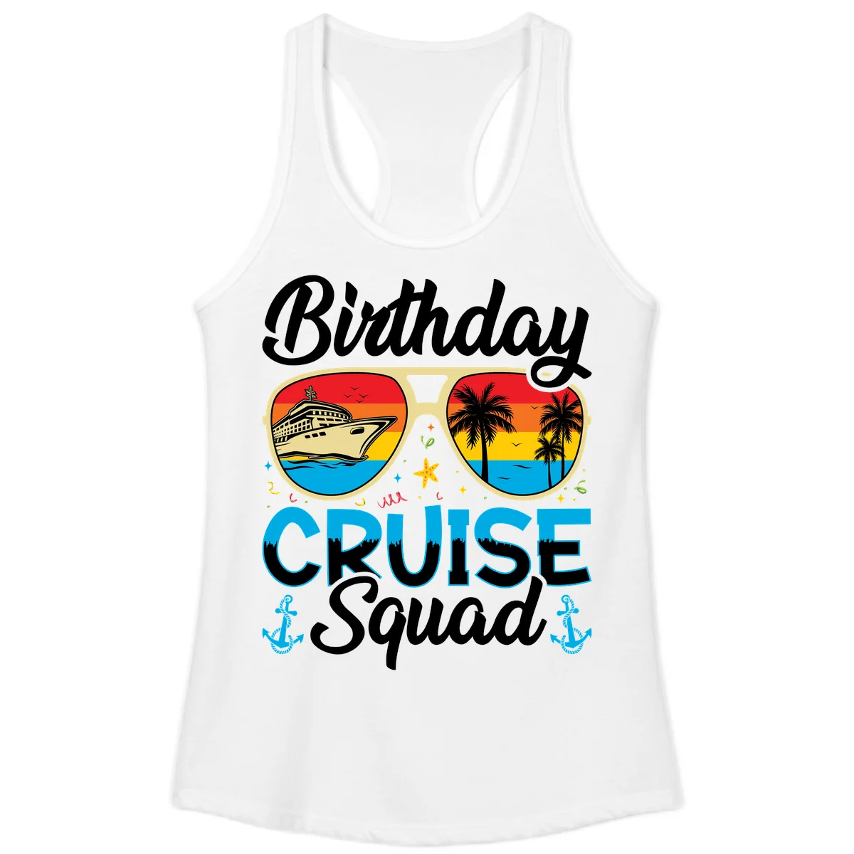 Birthday Cruise Squad Ladies Tank in White