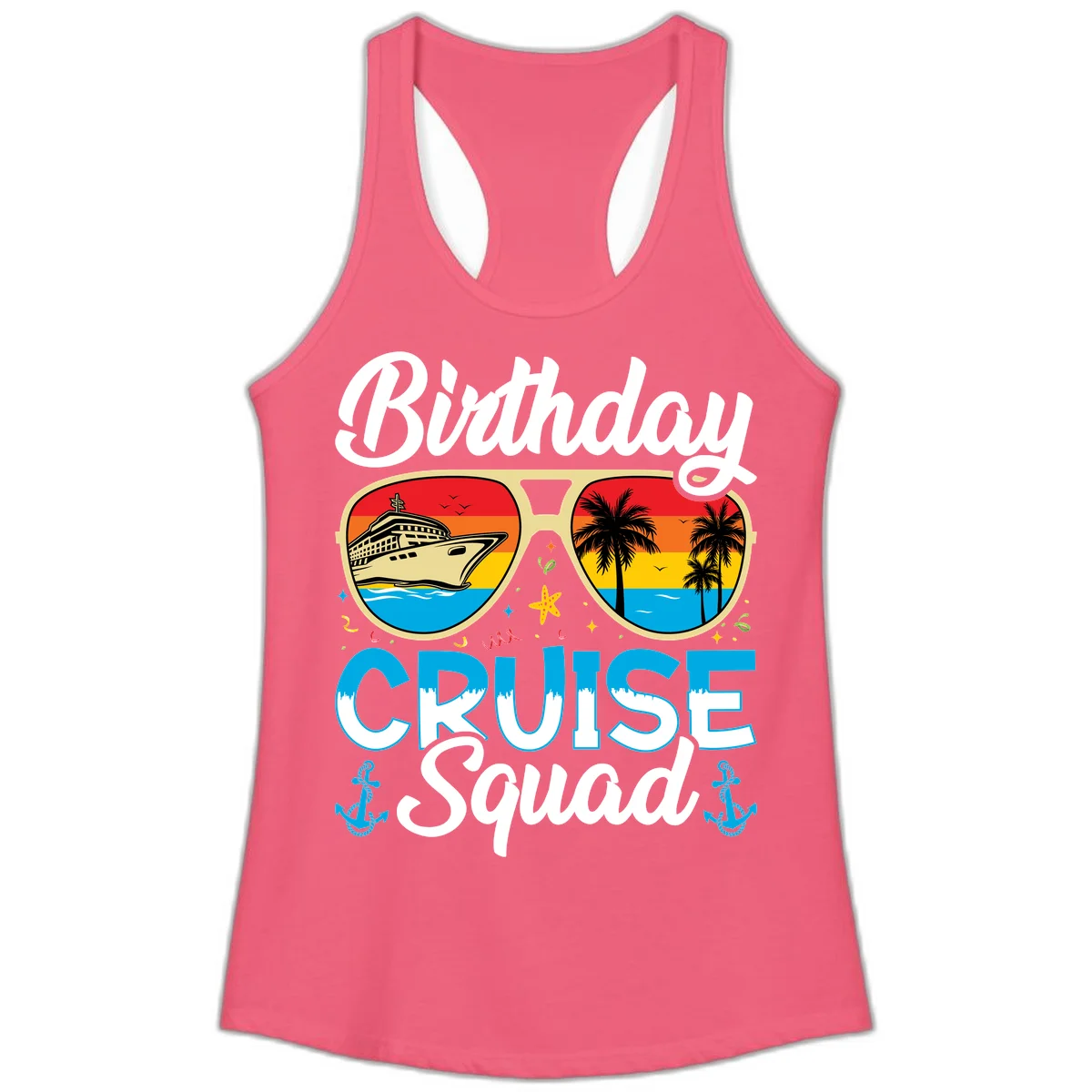 Birthday Cruise Squad Ladies Tank in Hot Pink