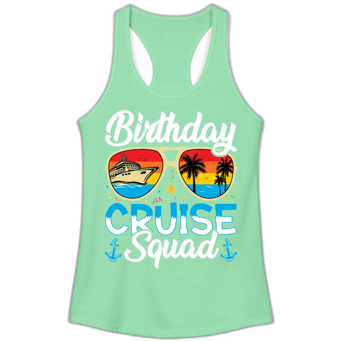 Birthday Cruise Squad Ladies Tank in Solid Mint
