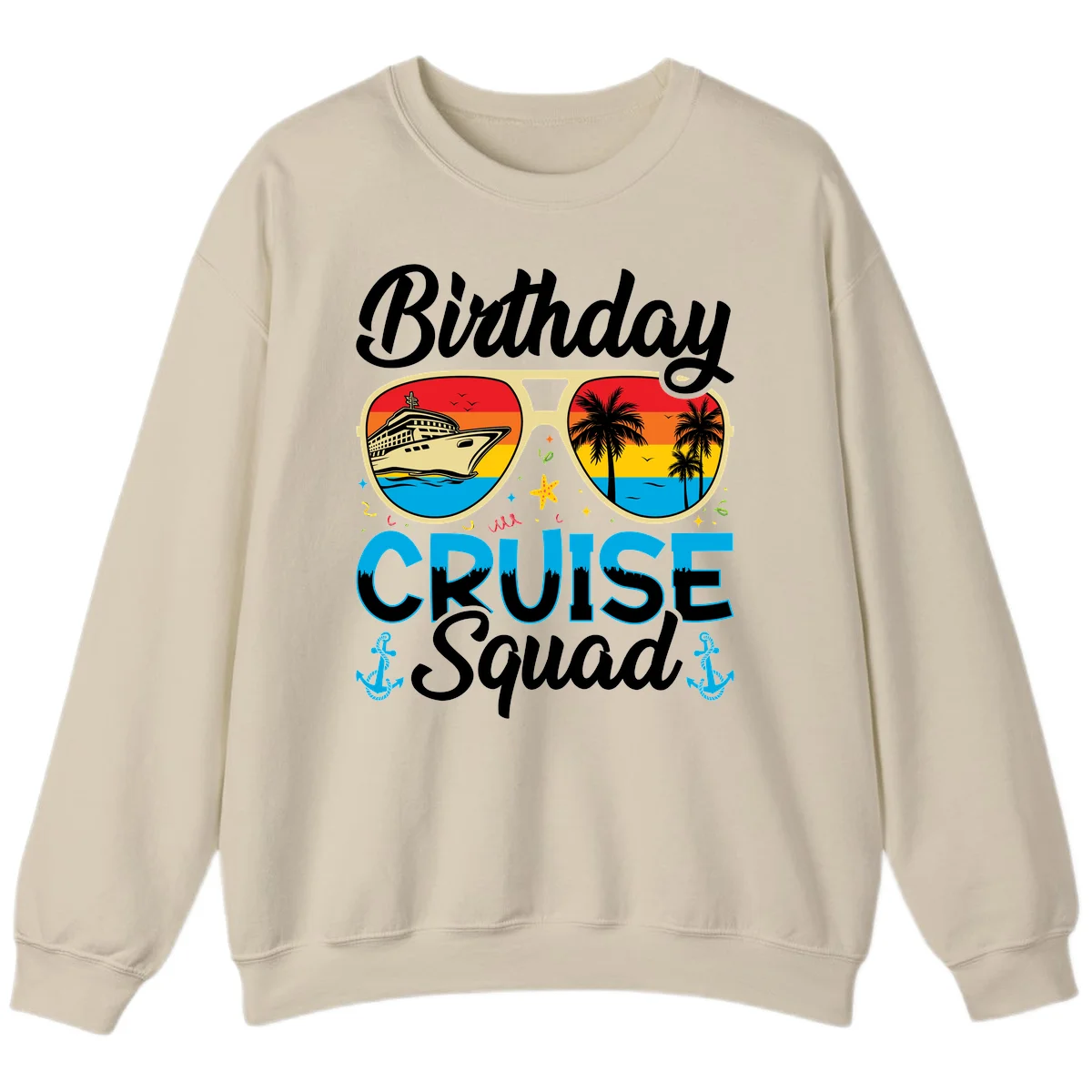 Birthday Cruise Squad Sweatshirt in Sand