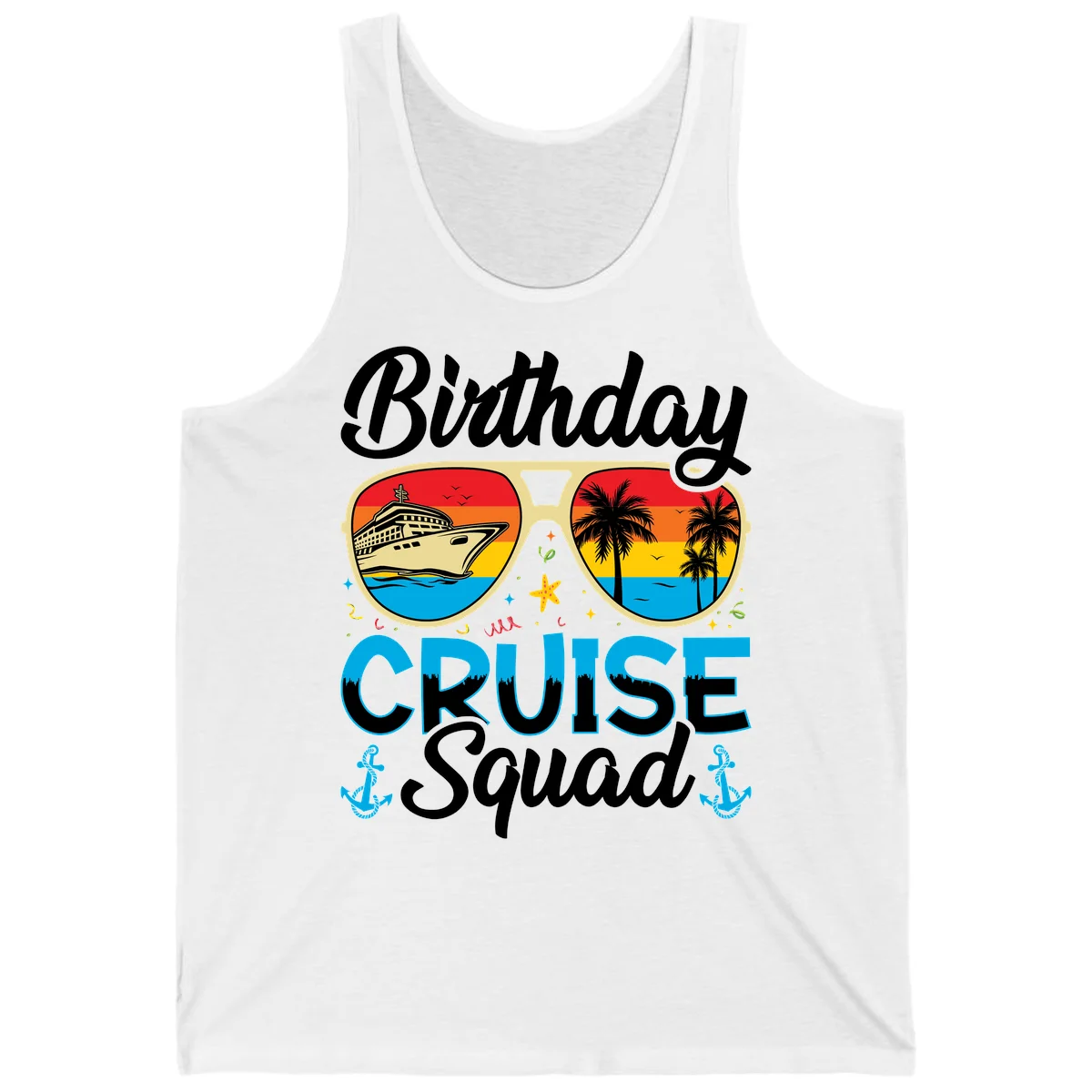 Birthday Cruise Squad Tank in White