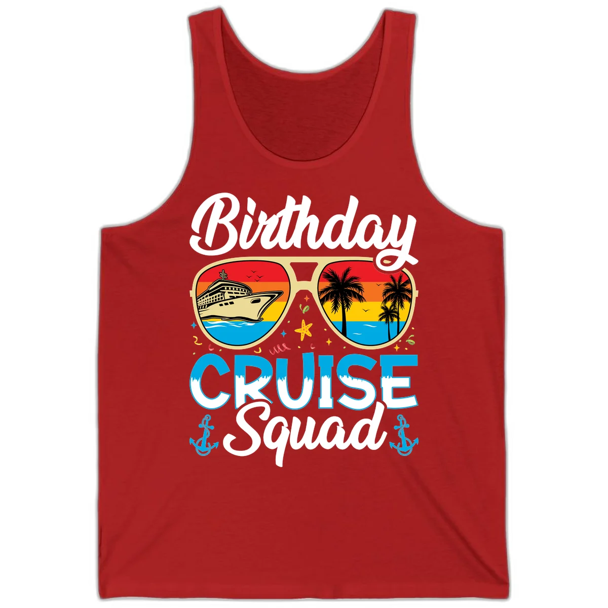 Birthday Cruise Squad Tank in Red
