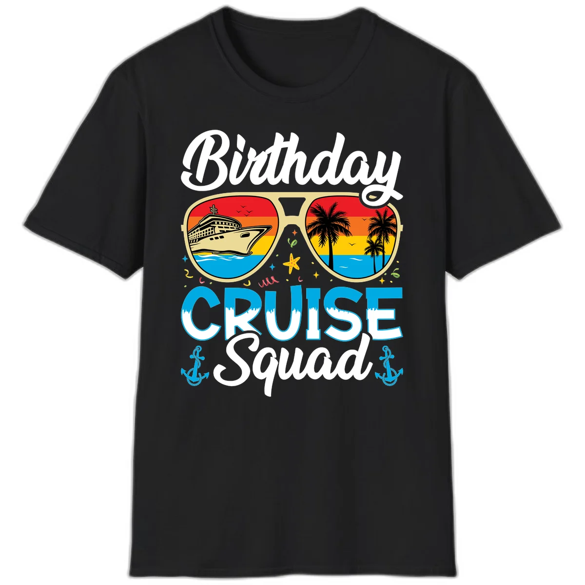 Birthday Cruise Squad T-Shirt in Black