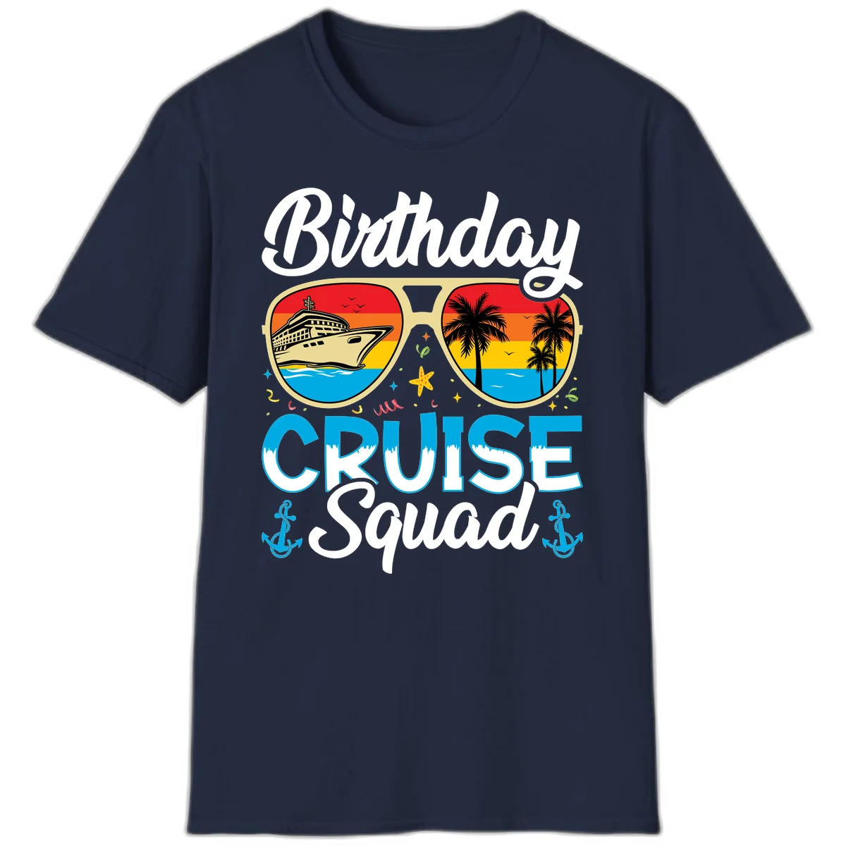 Birthday Cruise Squad T-Shirt in Navy