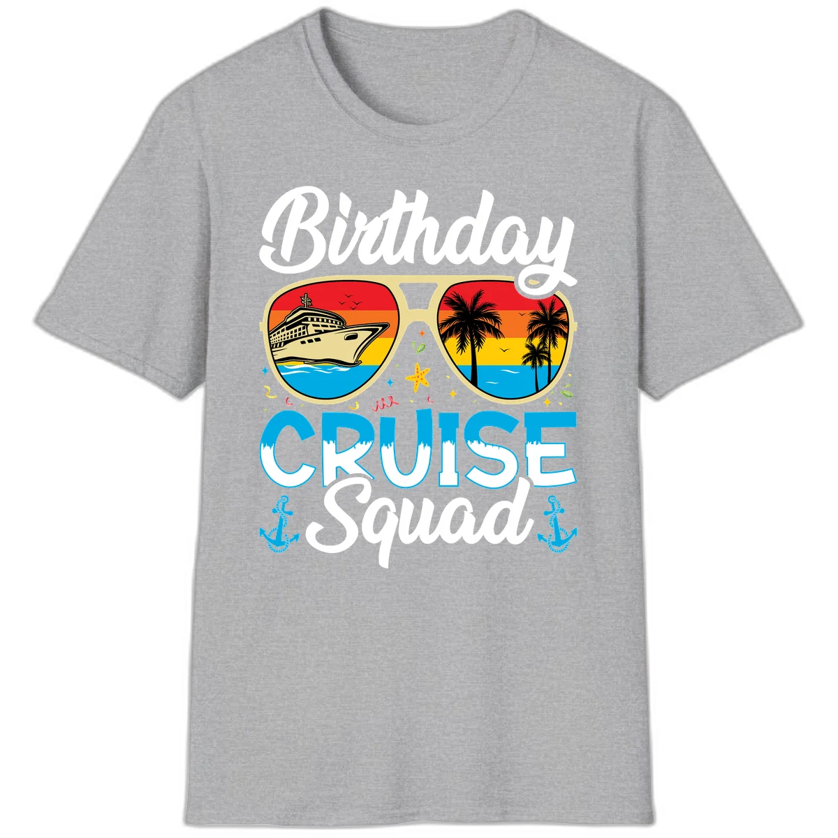 Birthday Cruise Squad T-Shirt in Sport Grey