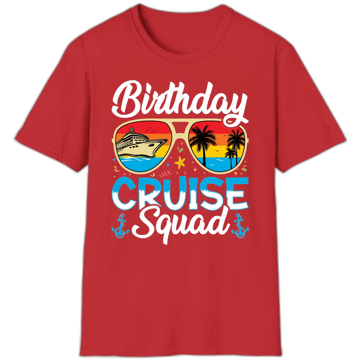 Birthday Cruise Squad T-Shirt in Red