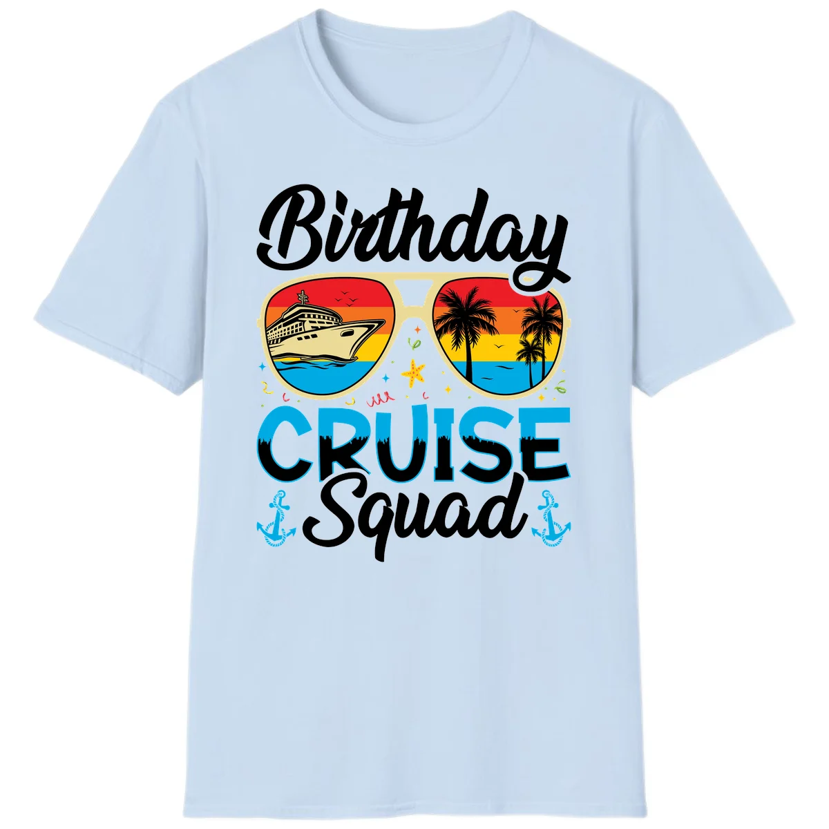Birthday Cruise Squad T-Shirt in Light Blue