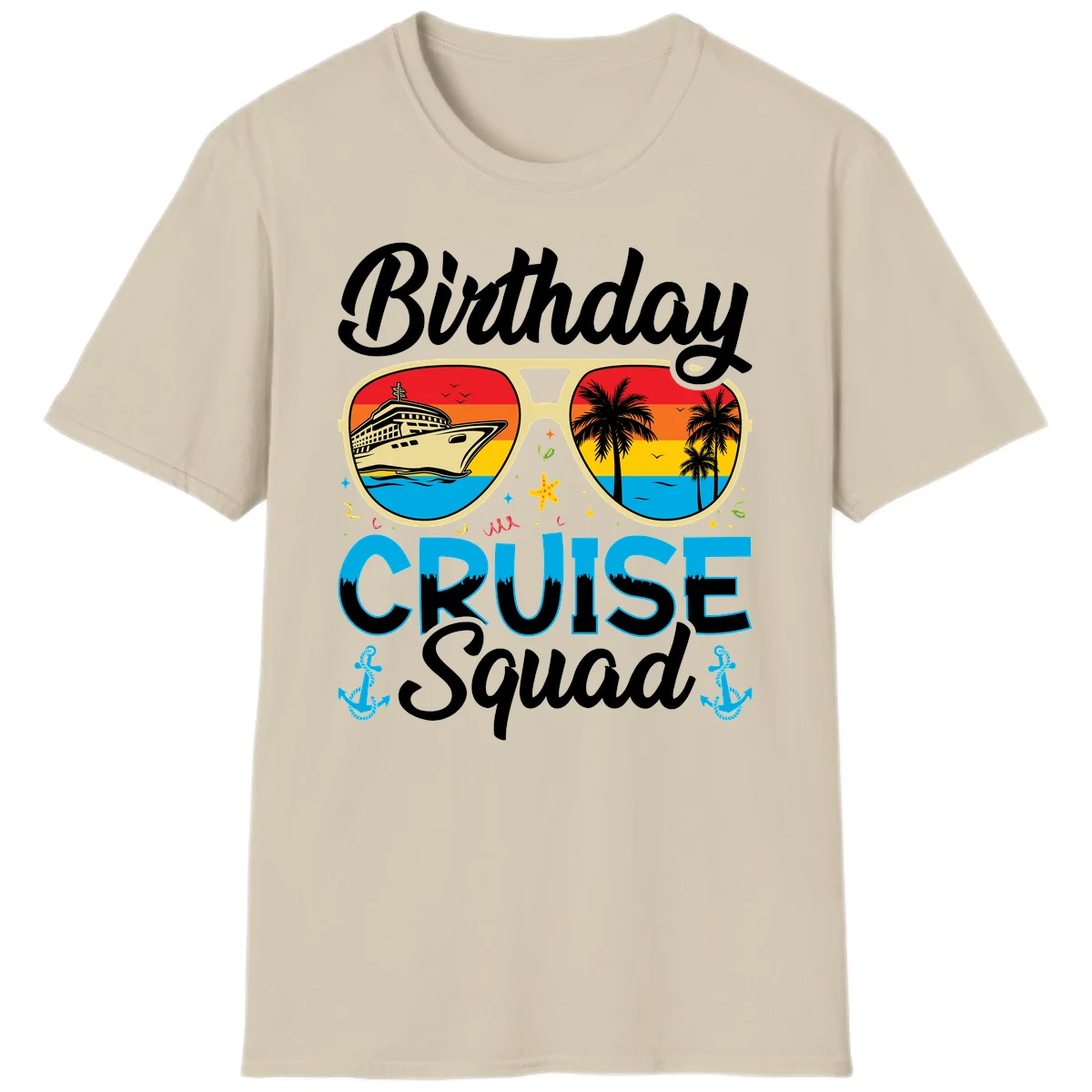 Birthday Cruise Squad T-Shirt in Sand