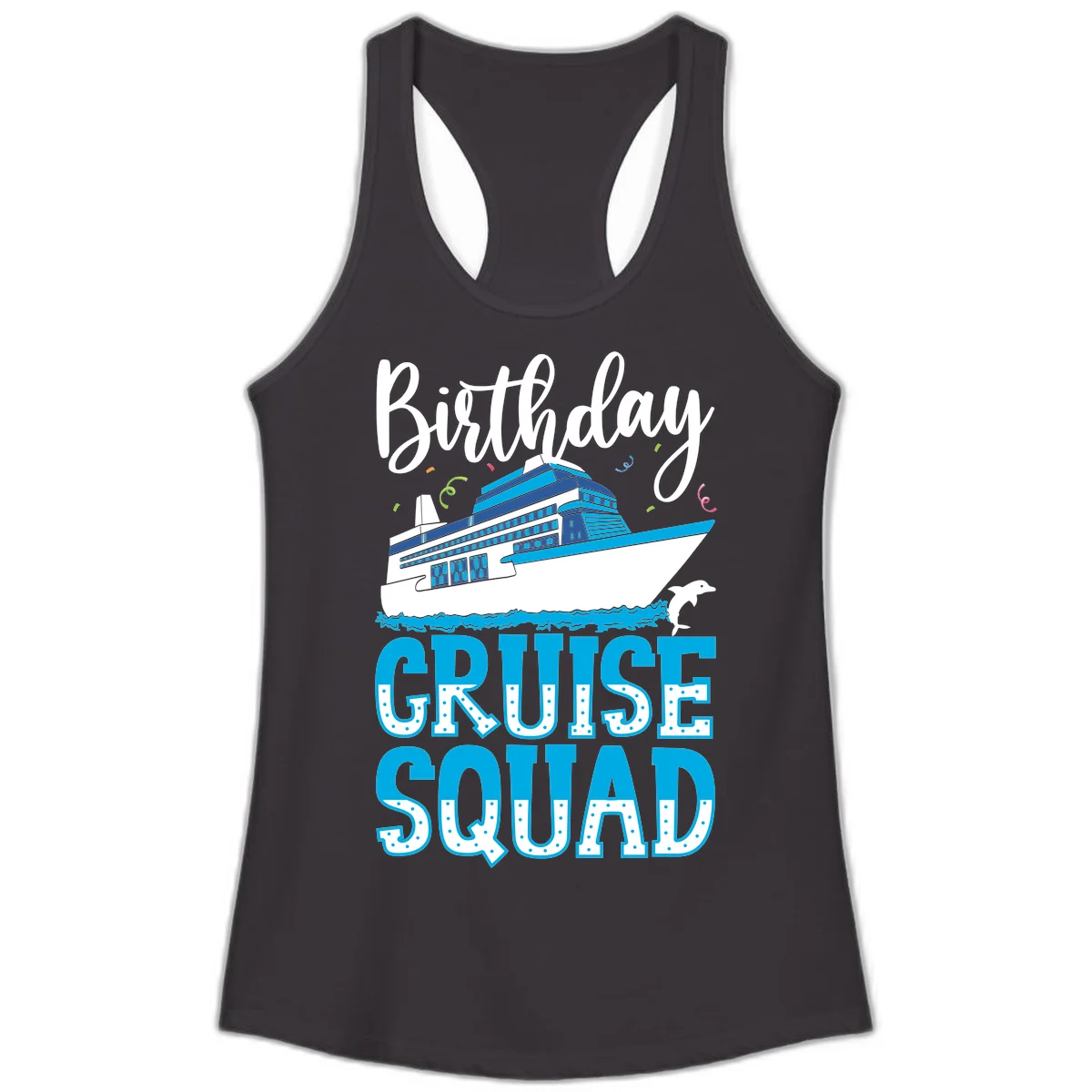 Birthday Cruise Squad Ladies Tank in Black